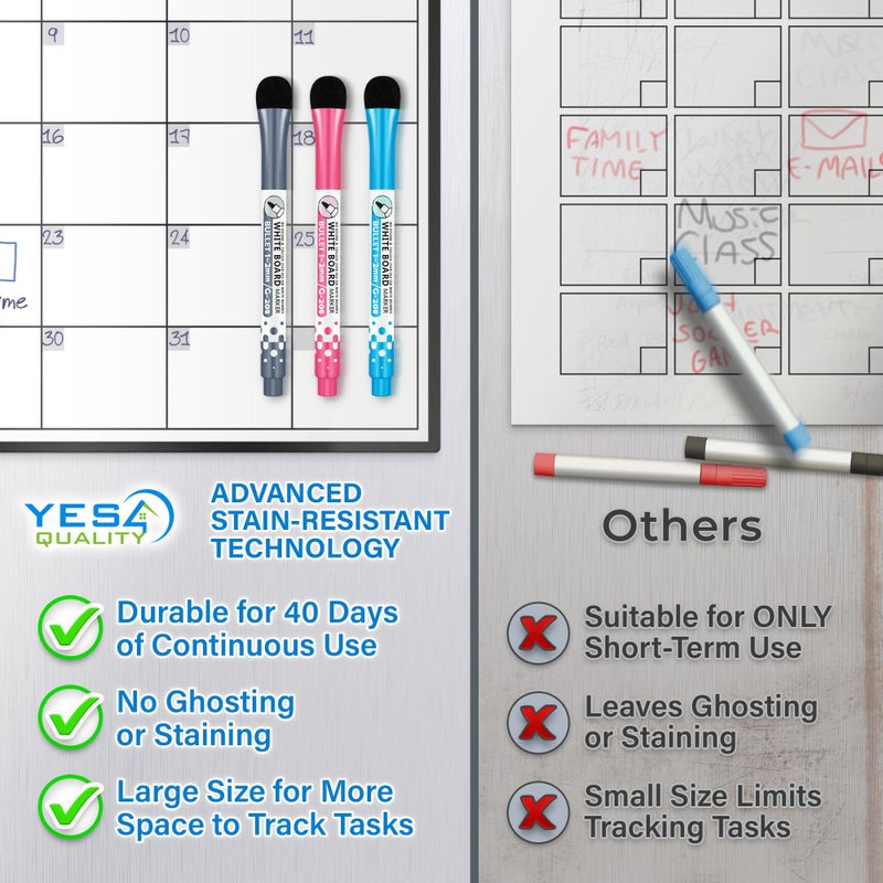 YES4QUALITY Magnetic Dry Erase Whiteboard Calendar for Fridge (16 x 12â€), Refrigerator White Board Sheet w/ 3 Colorful Markers & Eraser, Monthly Meal Planner & Organizer for Family by Yes4Quality - Image 5